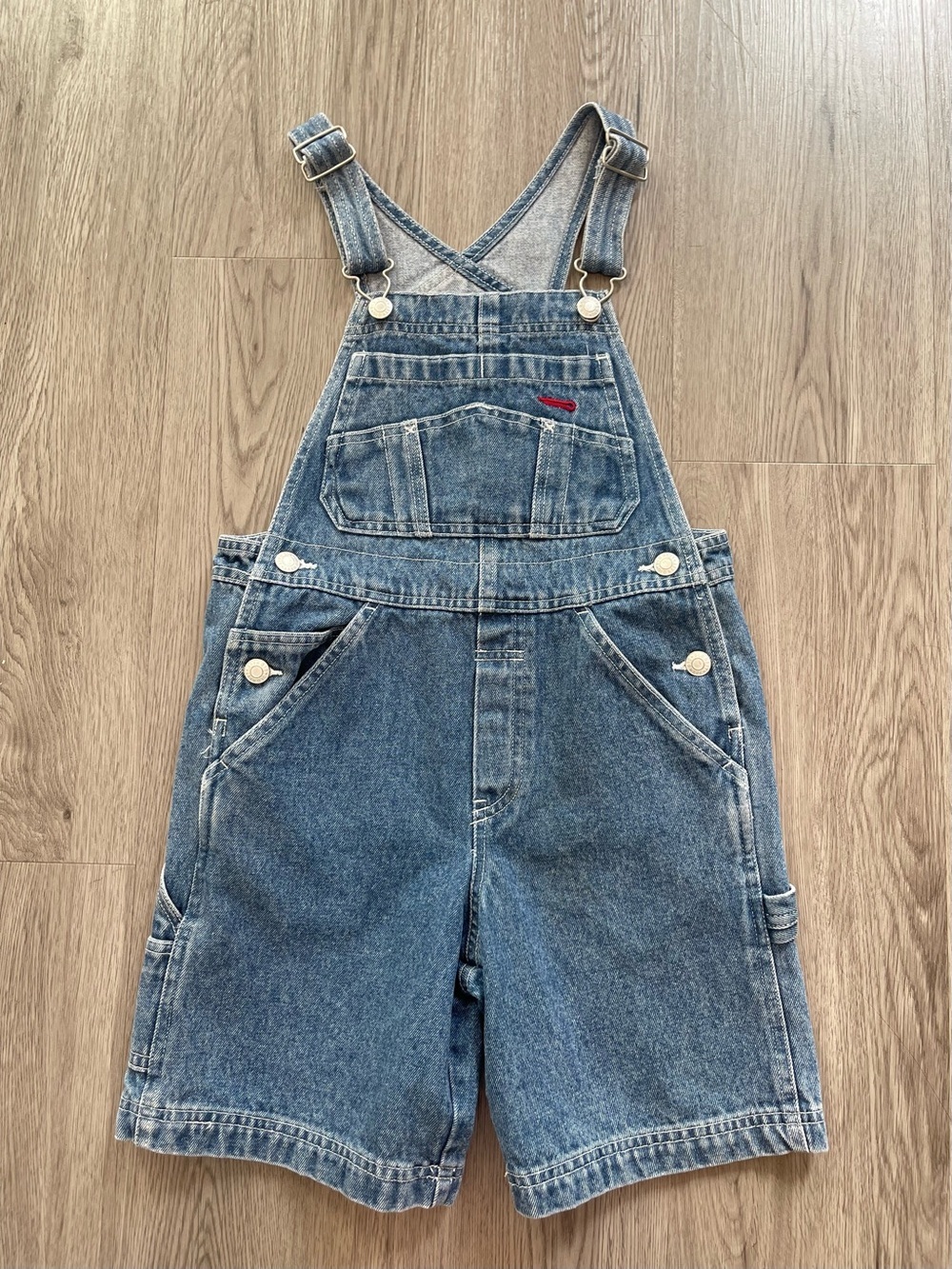 Vintage Y2K old navy Kids Denim Short Overalls - Blue